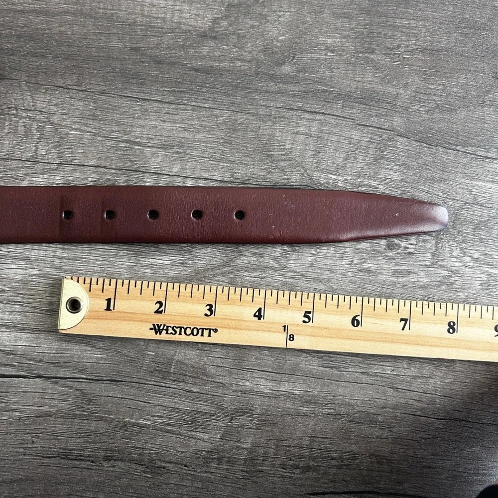 Aniline Kipskin Full Grain Leather‎ Men Belt 44 Reddish Brown Brass Buckle USA